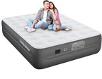 Queen Air Mattress wit with 1300mAh Battery Powered Pump,18"Raised Super soft and comfortable Dutch velvet fabric750lbs Support Portable Inflatable Mattress,Air Bed for Camping, Home and Guest-Grey