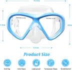 Kids Swim Goggles Snorkel Diving Mask for Boys Girls Ages 5-15, Two-Color Anti-Fog Swimming Goggles with Nose Cover