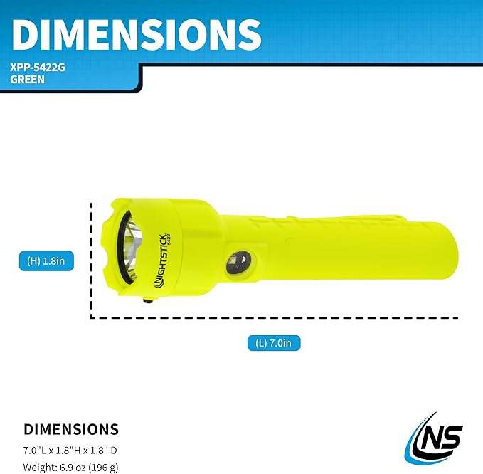 Nightstick XPP-5422G 3 AA Intrinsically Safe Permissible Dual-Light Flashlight, Green