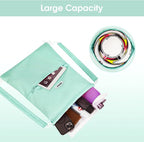 WANDF Drawstring Backpack Sports Gym Bag with Shoulder Pads Water Resistant String Bag Cinch Bag for Women Men (Mint Green)
