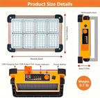120W LED Solar Work Light, 144 LED 10000LM Portable Flood Light with Stand, 4 Modes Rechargeable, IP65 Waterproof Outdoor Working Light for Camping, Fishing, Car Repair & Mechanics (1)