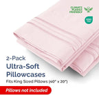 King Pillow Cases Set of 2 - Ultra Soft Hotel Quality Pillowcase Covers - Comfy Cozy Bedding for Women, Men, Kids & Teens - Machine Washable Pillow Protectors - 2 Pieces Set - King Size Lavender Pink