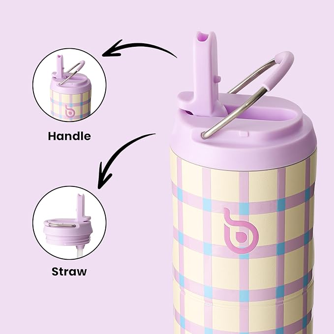 BOTTLE BOTTLE Insulated Water Bottle 24oz with Straw Lid and Handle for Sports Travel Gym Stainless Steel Water Bottles Double-Wall Vacuum Metal Leak Proof BPA-Free