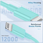 3 Pack Apple MFi Certified Charger Cable 3ft, Lightning to USB Cable Cord 3 Foot, 2.4A Fast Charging,Apple Phone Long Chargers for iPhone 13/12/11/11Pro/11Max/ X/XS/XR/XS Max/8/7/6 Light Blue