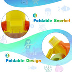 Full Face Snorkel Mask for Kids 4-16, 180 Degree Panoramic View Snorkeling Set Anti-Fog Anti-Leak, Foldable Dry Top Snorkeling Gear for Kids