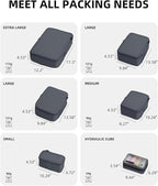 6 Set Compression Packing Cubes for Travel, Large Medium Small Luggage Organizers (Charcoal Gray)