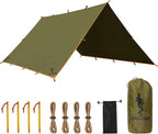 FREE SOLDIER Waterproof Portable Tarp Multifunctional Outdoor Camping Traveling Awning Backpacking Tarp Shelter Rain (Brown 10×10.5ft)