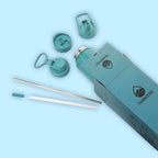 40 Oz Water Bottle with Straw Stainless Steel Sports Water Bottle with 3 Lids (Straw, Chug and Flip Lid) Insulated Leak Proof Metal Jug for Men & Women - Indigo Green