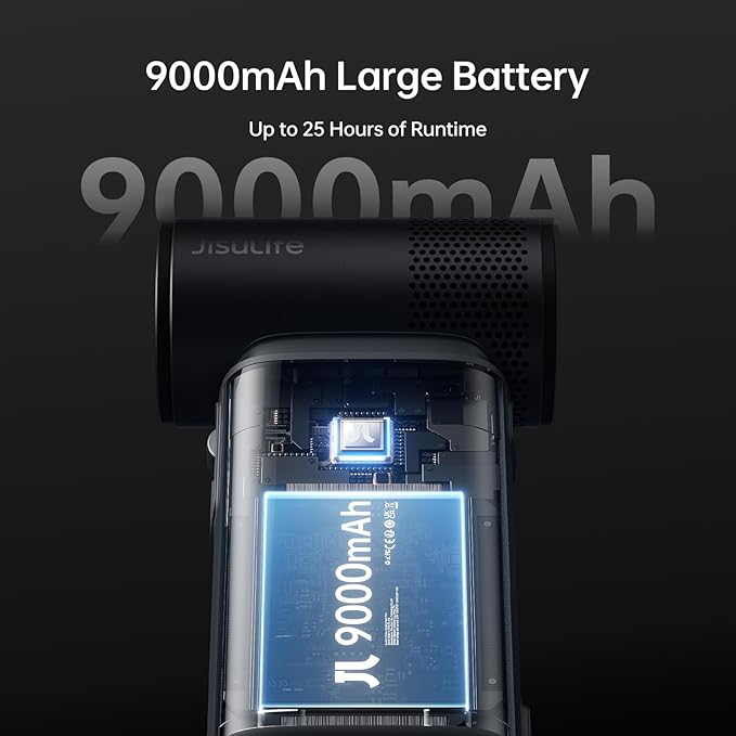 JISULIFE Portable Handheld Fan Ultra2, 9000mAh Max 25 Hrs, 5 IN 1, 100 Speed Turbo Fan Rechargeable 18W Power Bank with Flashlight, Metal Shell Multi-Function Travel Essentials Gifts for Men-Grey