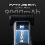 JISULIFE Portable Handheld Fan Ultra2, 9000mAh Max 25 Hrs, 5 IN 1, 100 Speed Turbo Fan Rechargeable 18W Power Bank with Flashlight, Metal Shell Multi-Function Travel Essentials Gifts for Men-Grey