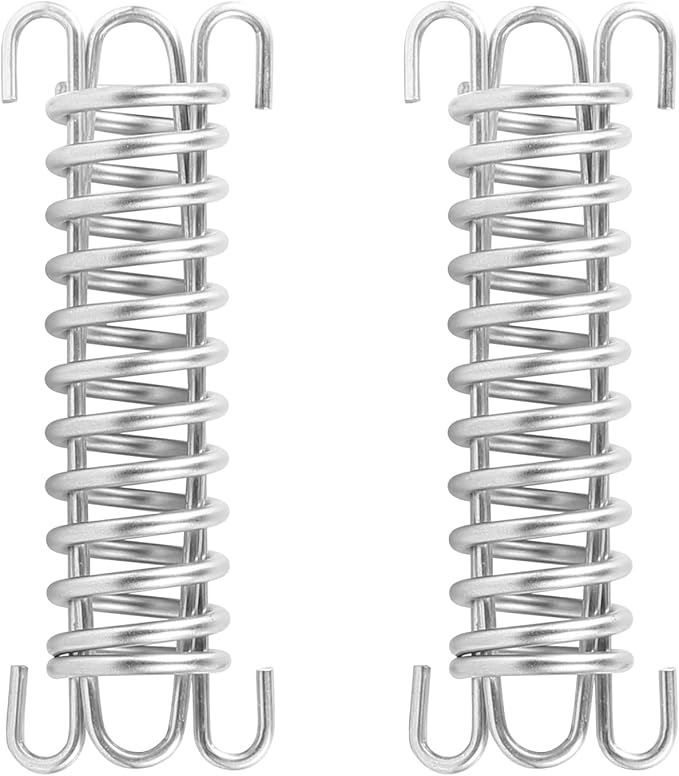 2 Pcs Stainless Steel Absorbing Spring, Heavy-Duty Porch Swing Spring and Tent Rope Spring Buckle for Hammock Chair, Punching Bag, Dog Leash, Camping and Outdoor Use