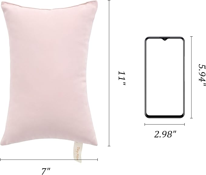 BEDSUM 2 Pack Tiny Pillows, 11"x7" Microfiber Mini Pillow for Travel, Dogs, Cats, Soft and Machine Washable Small Pillows for Neck, Wrist, and Knee Comfort, Pink