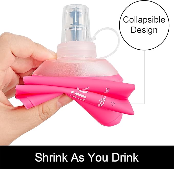 WILDREEDS 500ml Soft Flask, TPU Collapsible Soft Water Bottle for Hydration Pack, Running Vest, Folding Water Bottle for Hiking Cycling Climbing-1Pcs, Pink