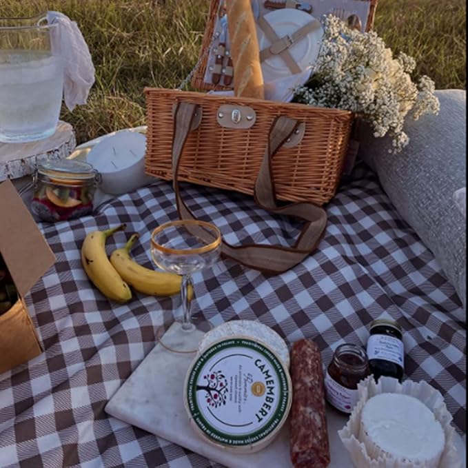 K Y KANGYUN Extra Large Picnic Blanket Outdoor Beach Blankets, Water-Resistant Foldable Sandproof Blankets Cute Picnic Mat for Beach, Camping Grass Lawn Park Mats (Brown 2, 80x80 in)