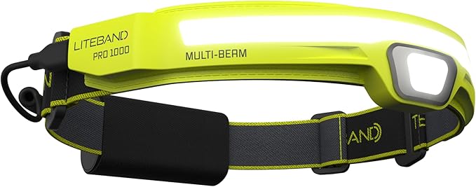 LED Headlamp, Liteband PRO 1000 Lumen Super Bright Head Lamp, Powerful Rechargeable Battery Powered Tactical Headlamps, Camping, Running, Hard Hat Light, Best Rated Forehead Flashlight, Yellow
