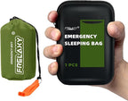 Frelaxy Emergency Sleeping Bag 1-Pack/2-Pack, Extra-Thick Compact Survival Bivy with Whistle, Storage Pouch, and EVA case, Perfect for Survival Kits (Army Green - 1 Pack)