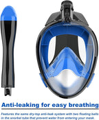 Full Face Snorkel Mask, Diving Mask for Kids and Adults,180° Panoramic View Snorkel Mask with Camera Mount, Safe Breathing, Anti-Leak&Anti-Fog