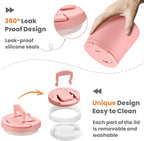 20oz Insulated Vacuum Food Jar with Buckle Lid,Soup Thermo for Hot Food Kids,Wide Mouth Leakproof Stainless Steel Lunch Container with Spoon-Pink