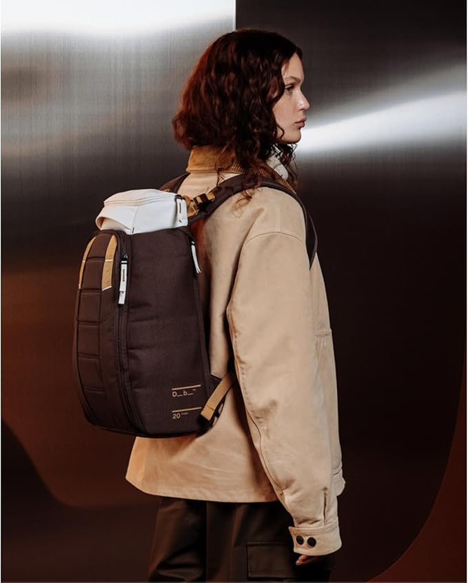 Db Journey The Hugger - Durable Travel Backpack with Laptop Compartment for Work & Gym, Luggage Backpack with Roller Bag Attachment, Full-Zip Main Compartment, 20L - Cappuccino