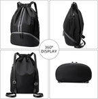 Valleycomfy Sports Drawstring Backpack - Water Resistant String Bag with Side Mesh Pockets Shoe Compartment Gym Backpack for Women & Men Rose