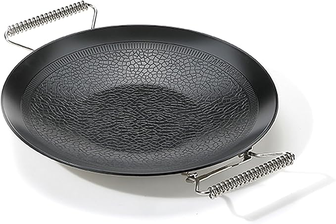 camping moon BBQ Grill Pan Dia 10.4-inch Round Griddle 3-Ply Composite Steel Nonstick Foldable Handle for Open Fire Gas Stove Outdoor & Indoor Use GRW-27F