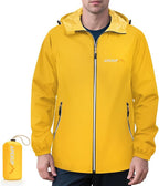 APEXUP Packable Rain Jacket Men with Reflective Zipper, Lightweight Waterproof Raincoat, Mens Rain Jacket for Outdoor Sports