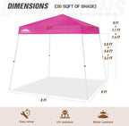 EAGLE PEAK 8x8 Slant Leg Pop-up Canopy Tent Easy One Person Setup Instant Outdoor Beach Canopy Folding Portable Sports Shelter 8x8 Base 6x6 Top (Pink)