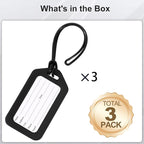 3 Pack Luggage Tag Bright Luggage Tags for Suitcases Bag Tags Name Tags for Kids Travel Accessories Must Haves by Sodsay (Black)