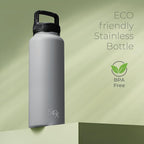 SipX™ Triple-Insulated Stainless Steel Water Bottle 40oz. With 3 Lids, BPA-Free Reusable Insulated Water Bottle Keeps Cold 24 Hours, Metal Water Bottle Made Of Sustainable Material For Hiking & Biking