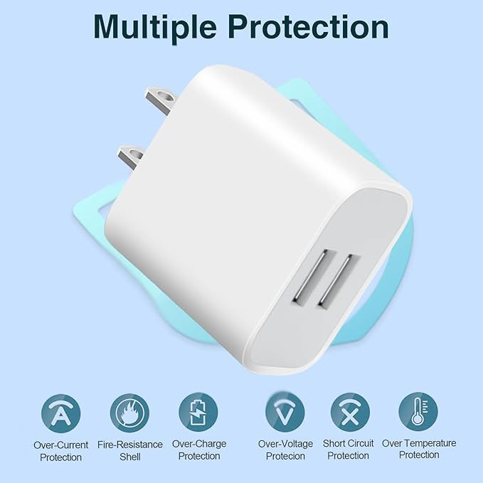 USB Wall Charger,4 Pack Dual Port Plug Adapter for Wall Outlet Charging Block, USB Power Adapter for iPhone 14/13/12/11 Pro/Pro Max, XS/XR/X,Galaxy, Pixel, Moto and Android Phones (White)
