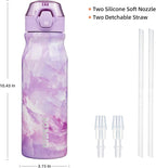 BJPKPK Water Bottle With Straw 25oz Insulated Water Bottles Reusable Stainless Steel Metal Thermo With Leak Proof Lockable Lid And Carry Handle,Dawn