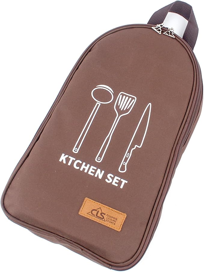 NatSumeBasics Camping Travel Cooking Utensils Organizer Travel Bag Portable Pouch for BBQ Camp Cookware Kitchen Kit