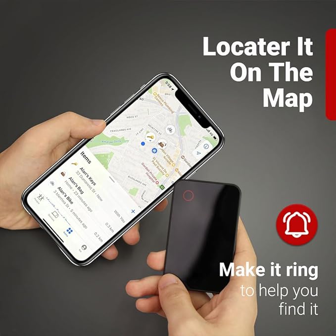Ultra-Thin Bluetooth Tracker Card 2mm, Wallet Tracker, IP65 Waterproof Smart Tracker Works with Find My App, 24 Months Battery Life, for Luggage Wallets Backpacks,ect (iOS Only)