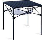 iClimb Lightweight Stable Alu. Folding Square Table Roll Up Top with Carry Bag for Camping Picnic Backyards BBQ Camp Kitchen (Black, L)