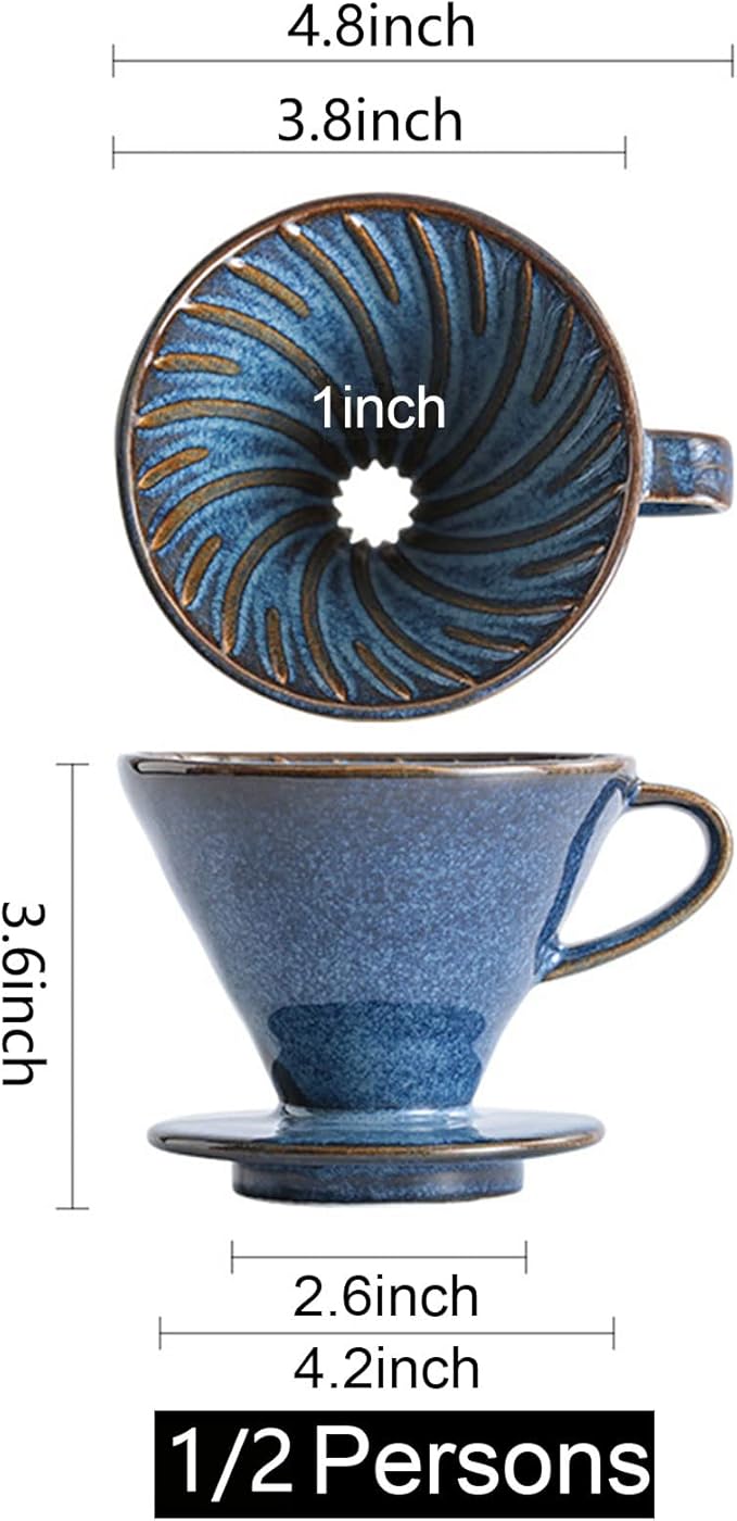 Ceramic Coffee Dripper Filter 60Angle Tapered Hand Brew Pour Over Coffee Maker Set Reusable Porcelain Portable For Home Baristas