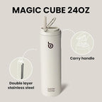 BOTTLE BOTTLE Insulated Water Bottle 24oz with Straw Lid and Handle for Sports Travel Gym Stainless Steel Water Bottles Double-Wall Vacuum Metal Leak Proof BPA-Free