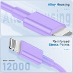 3 Pack Apple MFi Certified Charger Cable 3Ft, Lightning to USB Cable Cord 3 Foot, 2.4A Fast Charging,Apple Phone 3 Feet Long Chargers for iPhone 14/13/12/11/X/XS/XR/SE/8/7/6/5 Plus Pro Max Mini Purple