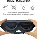 PROMEED Adjustable 23 Momme Mulberry Silk Sleep Mask, 3D Contoured No-Pressure Cup Eye Mask for Sleeping, Super Soft Breathable Blindfold, Perfect Blocks Light for Sleeping (Light Blue)