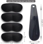 Dr.Foot Heel Grips for Men and Women, Self-Adhesive Heel Cushion Inserts Prevent Slipping, Rubbing, Blisters, Foot Pain, and Improve Shoe Fit - 2pairs + Extra 1 Shoe Horn (Black)