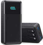 Portable Charger 70800mAh Power Bank with 3 Built in Cables,25W PD QC4.0 Fast Charging USB C Battery Pack,6 Outputs 2 Inputs LCD Display Portable Phone Charger for iPhone 17/16/15/14,Google,Android