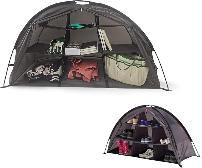 9-Shelf Storage RV Shoe Organizer Tent,Camping Storage Cabinet Tent with Zippered Flap, 9-Shelf Storage