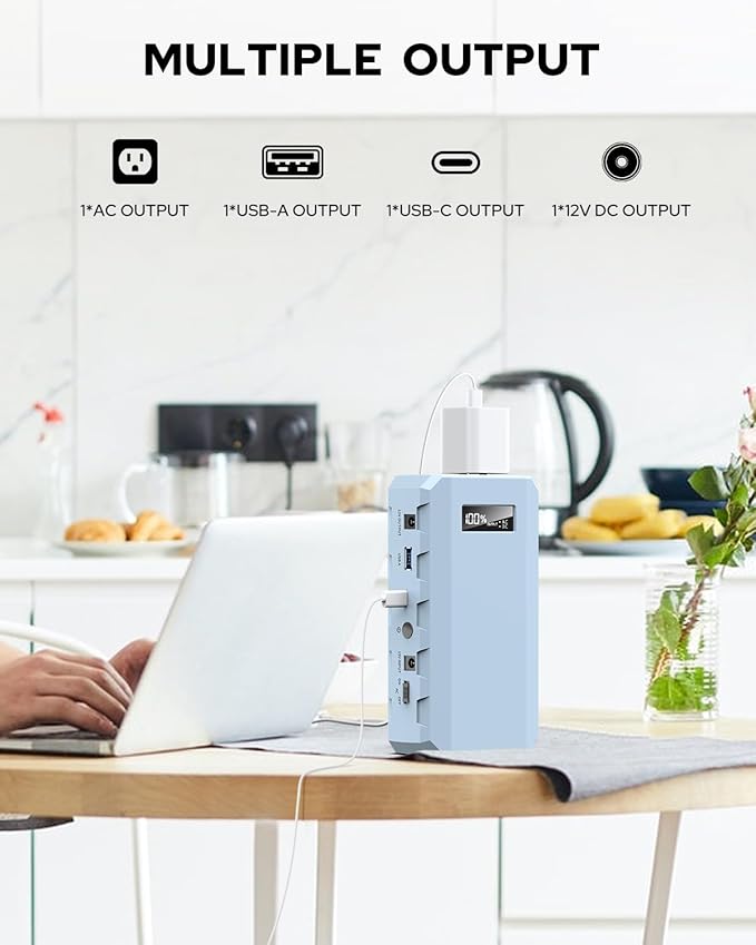 SinKeu 24000mAh Portable Charger Power Bank, 88Wh Portable Power Bank with AC Outlet, QC 3.0 USB/USB-C, DC Output, Led Flashlight, Portable Battery Charger for Home Camping Travel Power Backup