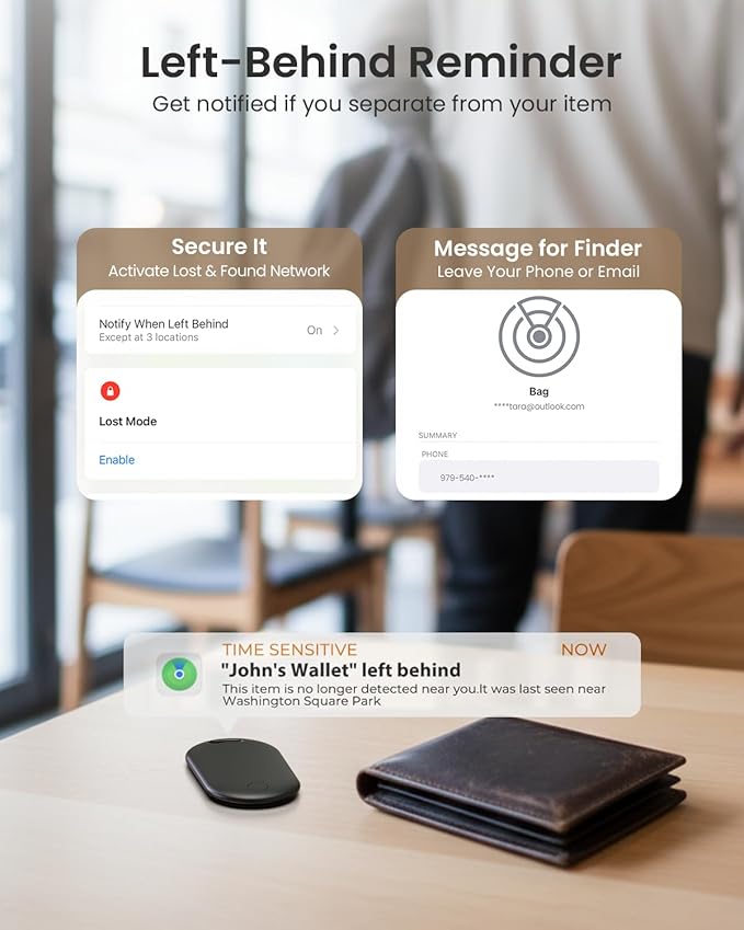 Slim Air Tracker Tag Compatible with Apple Find My [Apple MFi Certified] Smart Tag with Replaceable Battery | Bluetooth Tag Find Your Keys, Wallet, Backpack & Luggage (iOS Only)
