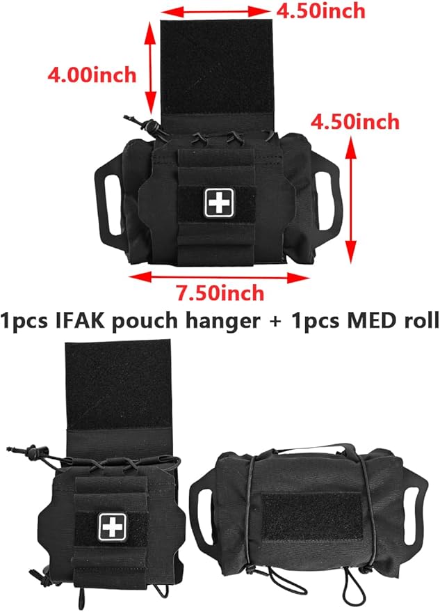 SABADO Rapid/Quick Deploy First Aid Kit Pack Tactical IFAK Pouch Two-Piece System Med Roll Carrier Hypalon Handle Outdoor Sport Hunting Bag
