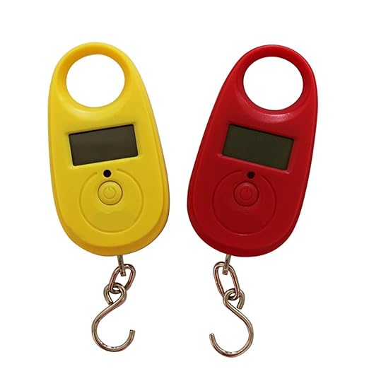 Luggage Weight Scale, 4pcs 50kg/5g Mini Digital Scale Portable Electronic Fishing Weight Pocket Luggage Scales Hanging Hook LCD Weighing Tool,for Travel(Yellow)