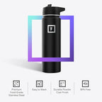 IRON °FLASK Camping & Hiking Hydration Flask with 3 Lids - Stainless Steel, Double Walled & Vacuum Insulated Water Bottle - Leak Proof & BPA Free (Bubble Gum, Straw - 18 oz)