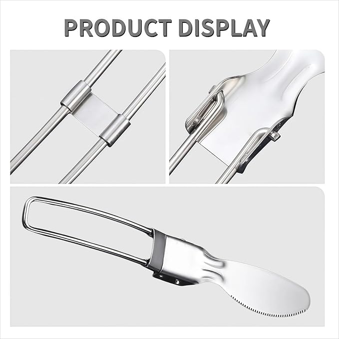 Camping Utensils Folding Cutlery set, Fork and Knife With Storage Box, Stainless Steel Tableware Accessories, Portable Outdoor Kitchen Set for Travel, Picnic, Hiking, Backpacks