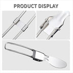 Camping Utensils Folding Cutlery set, Fork and Knife With Storage Box, Stainless Steel Tableware Accessories, Portable Outdoor Kitchen Set for Travel, Picnic, Hiking, Backpacks