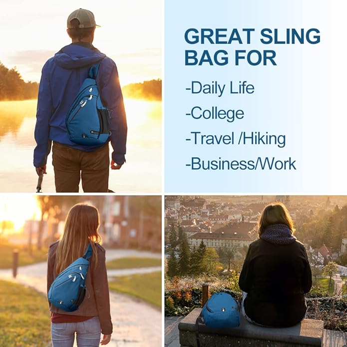 INOXTO Sling Bag, Multipurpose Crossbody Shoulder Bag for Men and Women