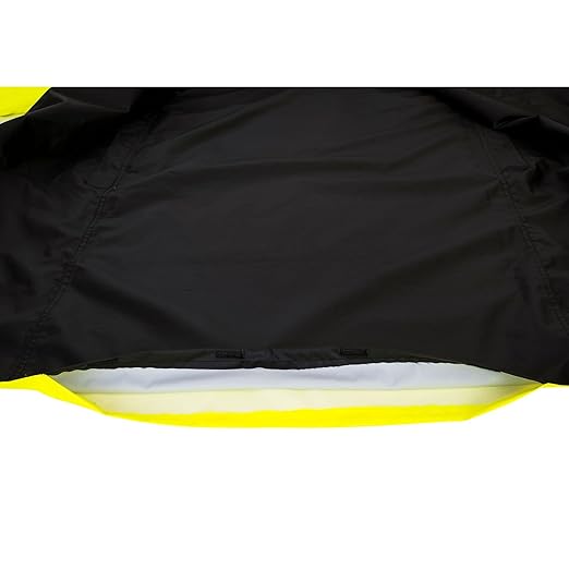 UH447 Waterproof Reversible Raincoat Hi Vis Reflective Long Safety Rain Jacket Yellow/Black, Large